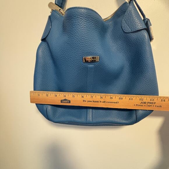 Cole Haan Bag Womens Medium Blue Pebbled Leather Shoulder Hobo Gold Hardware - Picture 13 of 13